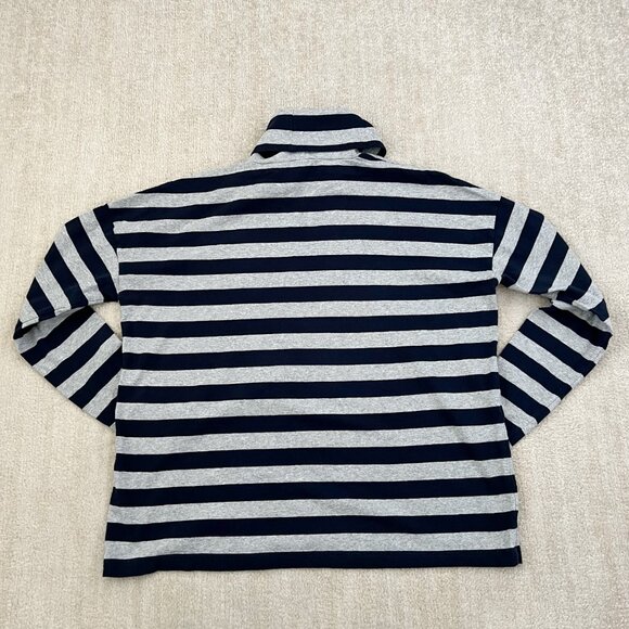 J. Crew Deck Striped Blue and Gray Cotton Long Sleeve Turtleneck Knit Top L - Picture 4 of 9